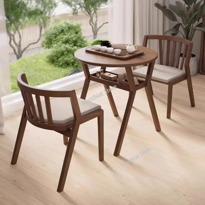 European Solid Wood Garden Furniture Set Outdoor  Patio Villa Tables and Chairs Leisure Mini Tea Table Three-piece 