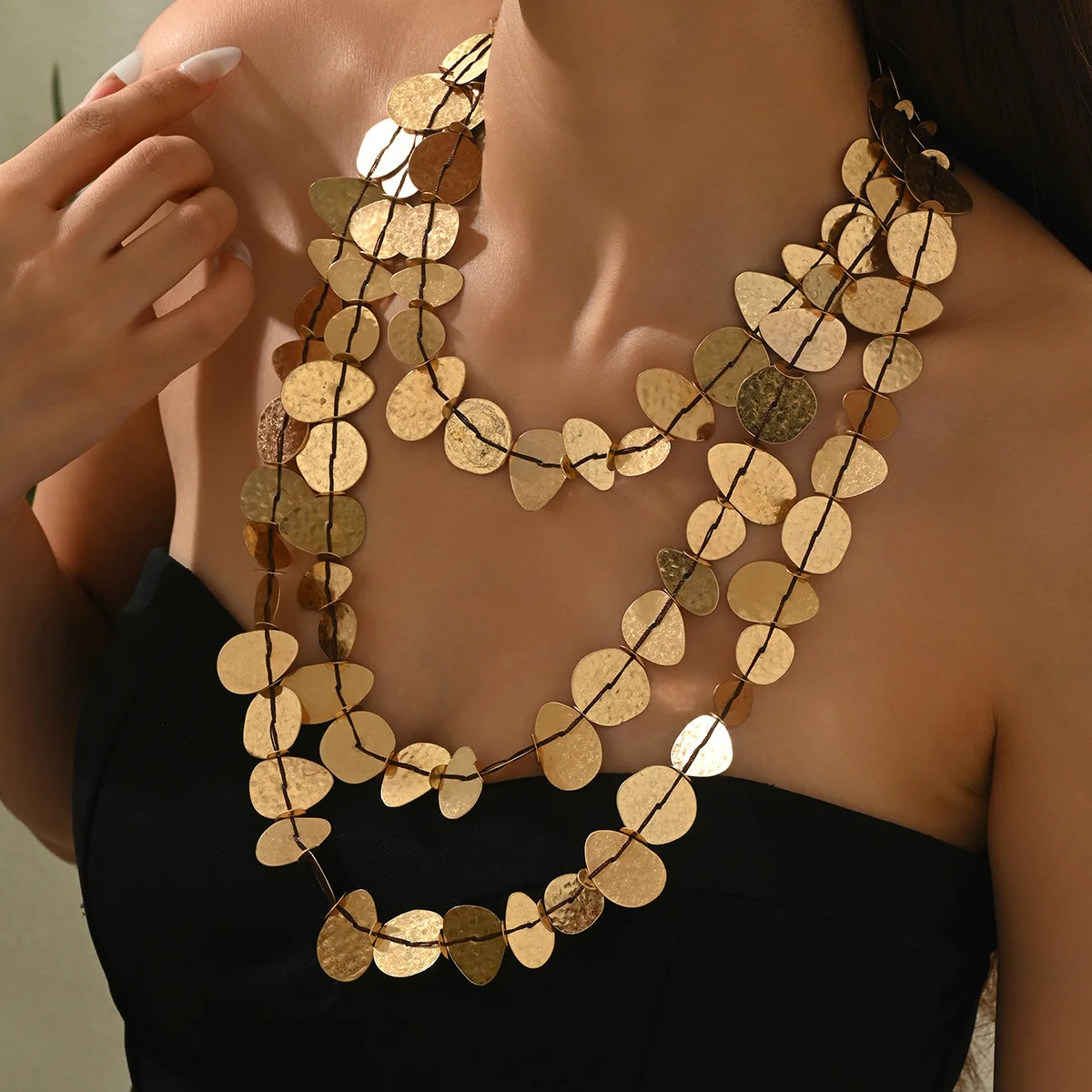 

Elegant Irregular Alloy Glitter Multi Layer Chain Necklace for Women Turkish Afghan Kurdish Handmade Weave Rope Jewelry Gift