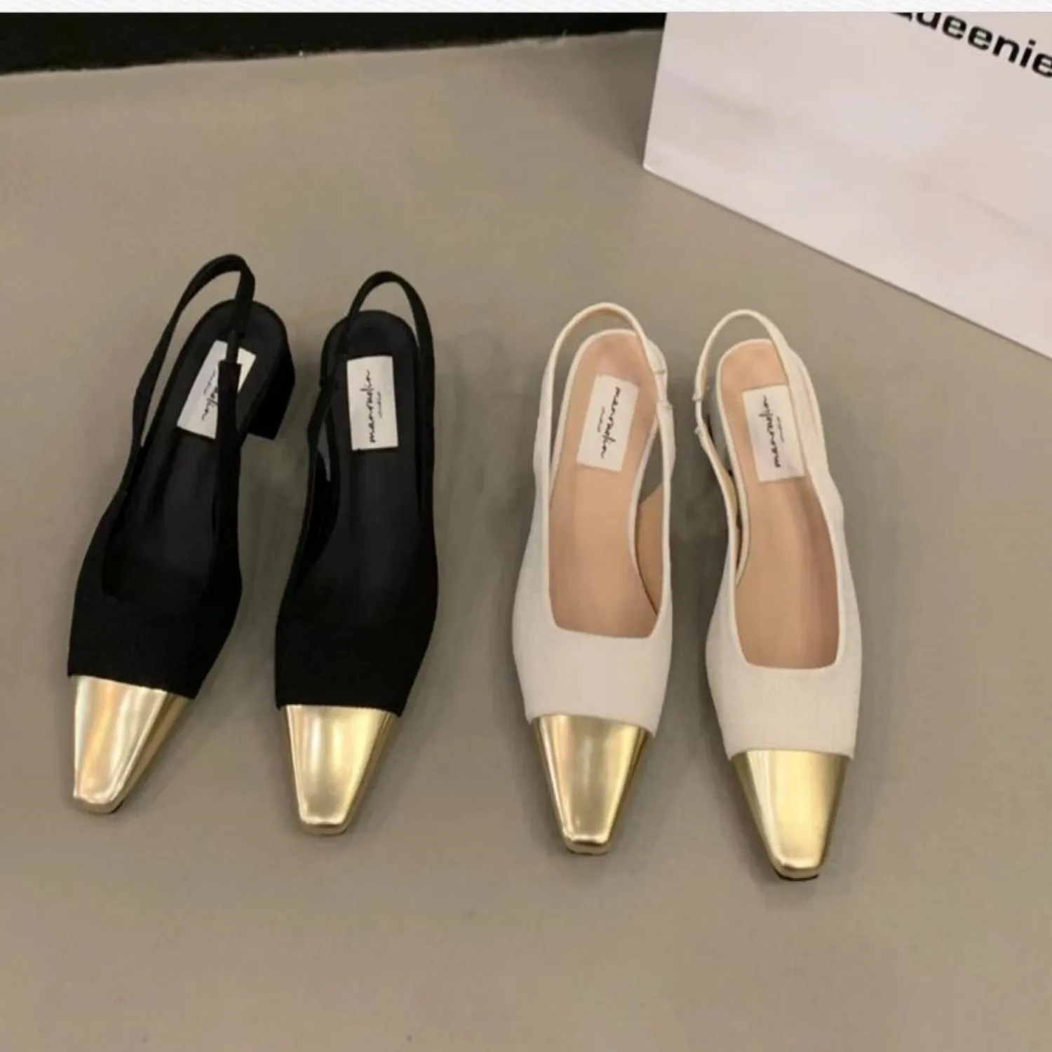 Fashion Women Shoes Woman Dress Shoes Mid Heel Square Head Wedding Party Sandals Elegant Woman All-match Pointed Office Shoes