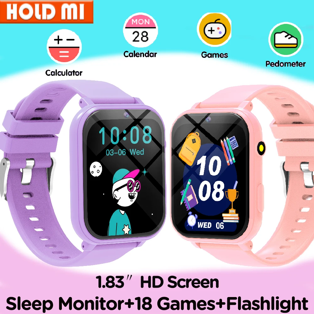 

New Smart Watch Kids 1.83 Inch Display 18 Games Sleep Monitor Camera Alarm Clock Children Kids Smartwatch Boys Girls Gifts
