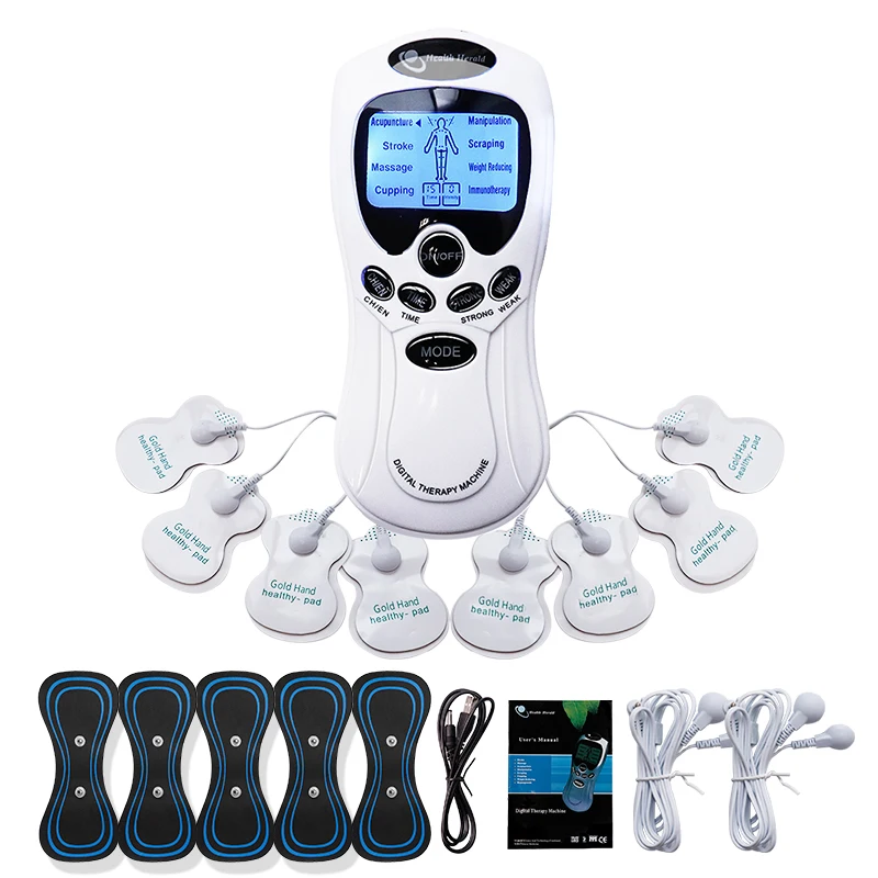 Dual Output TENS EMS Muscle Stimulator Pulse Massager Electro Acupuncture Device for Neck Back Shoulder Full Body Slimming