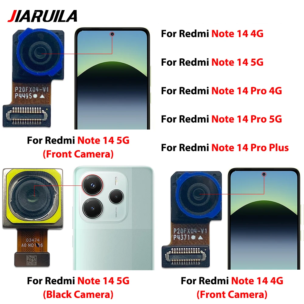 Tested NEW Back Rear Camera Module Flex Cable + Front Facing Camera Replacement For Redmi Note 14 Pro Plus 14 Pro 5G 14 4G