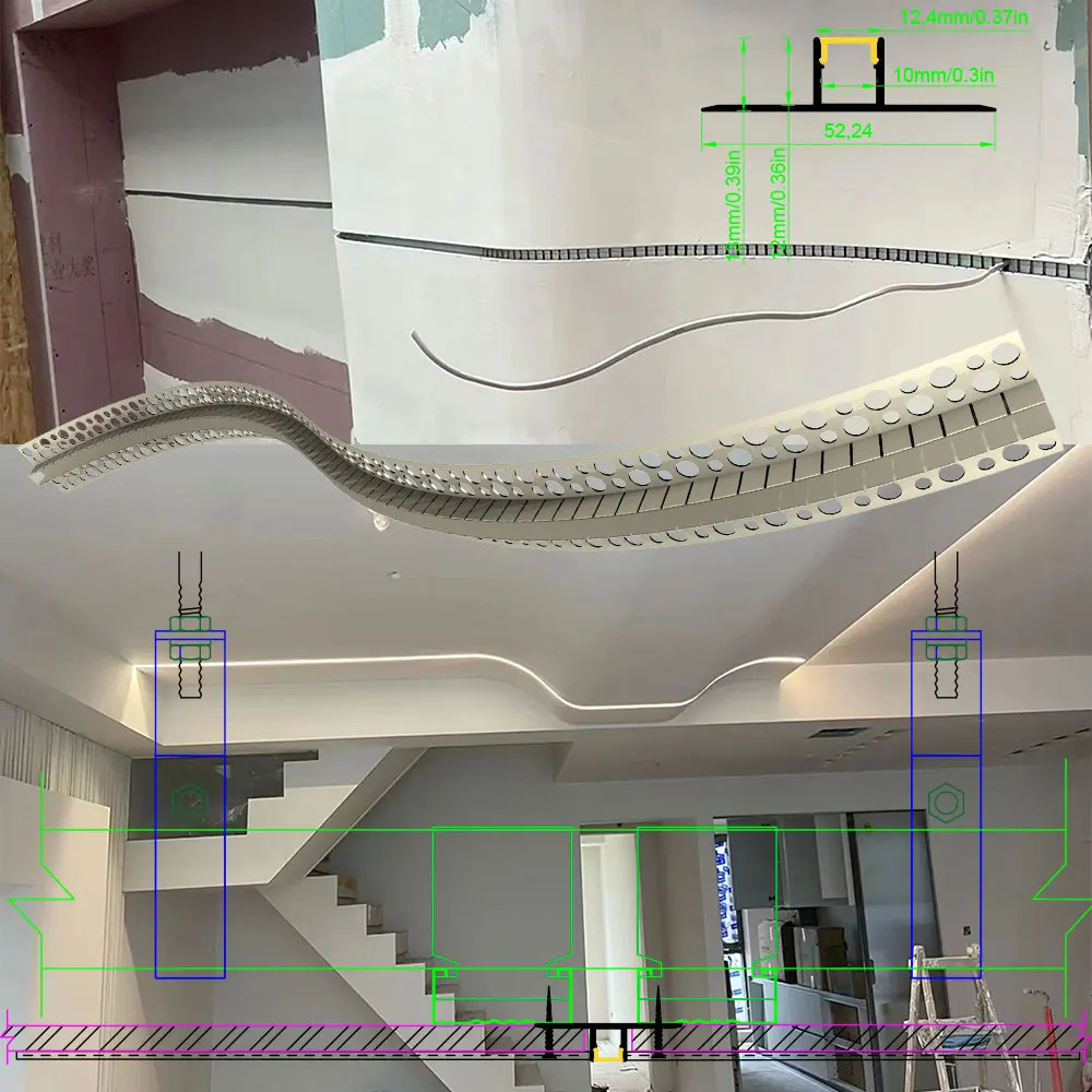 52×13mm  0.5M Aluminum LED Strip with Aluminum Profile LED Strip and LED Aluminum Profile Channel for Various Bending Shapes