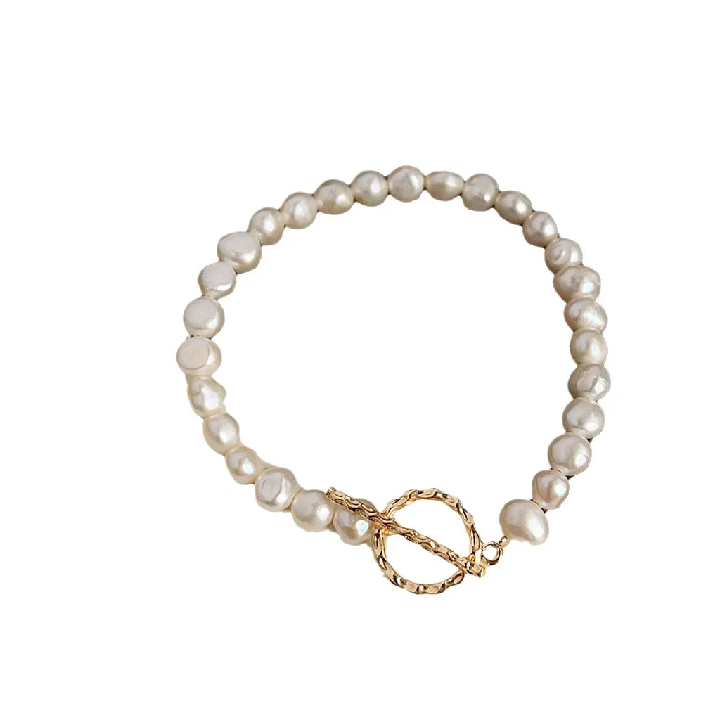 Freshwater Pearl Bracelet with OT Clasp Women Fashion Office OL Style Korean Japanese Minimalist Vintage Jewelry