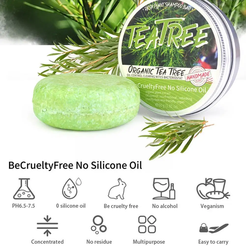 Silicone-free Tea Tree Shampoo Moisturizing Oil Control Bar Scalp Itching Remove Soap Improve Hydrating Handmade Soap