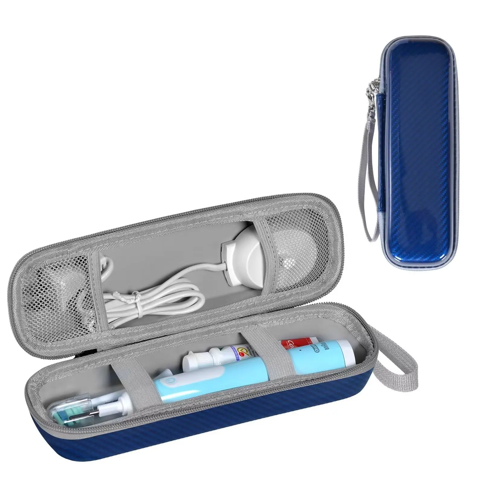 Premium Hard Shell Anti-Collision Shockproof Waterproof Blue Carry Case for EVA Electronic Toothbrush-Travel Camping Use