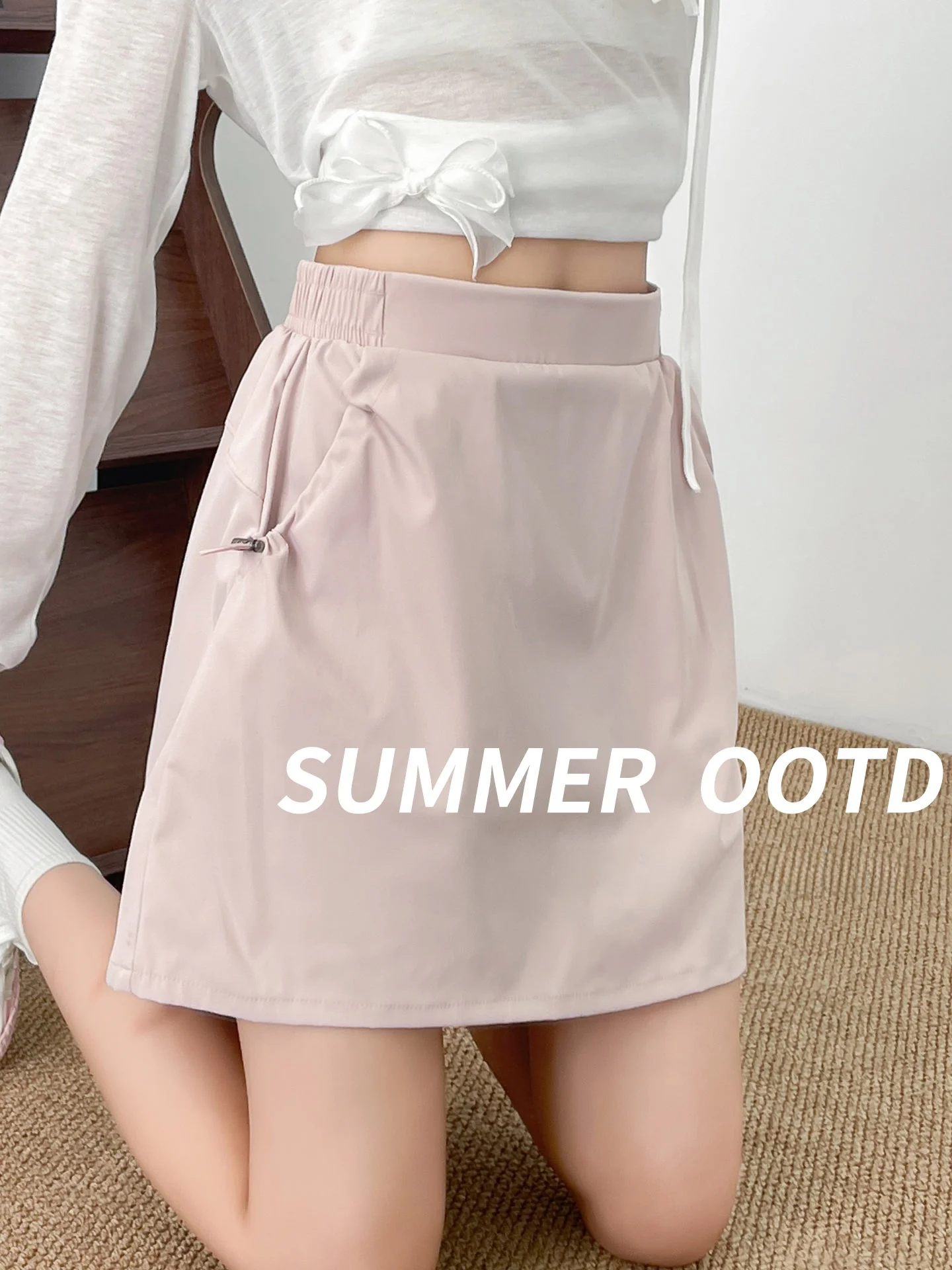 

American Retro plus Size Women's Pink Workwear Skirt Summer New Design Sweet Versatile A-Line Short Skirt