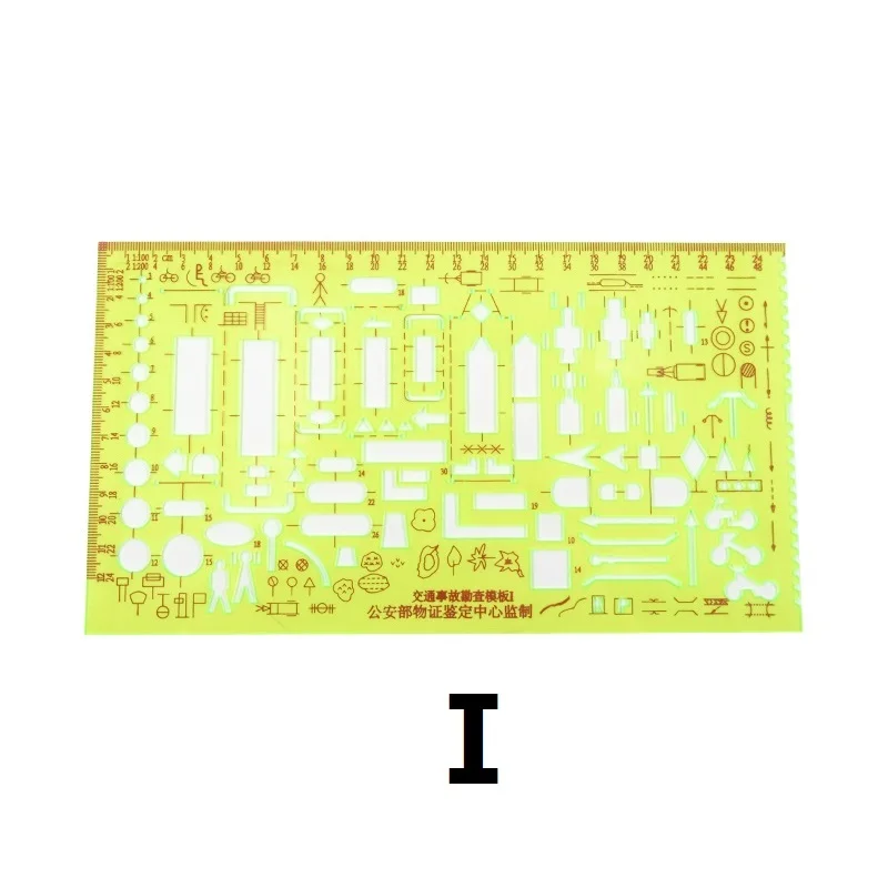 Traffic Accident Survey Ruler Template Multi-Function Drawing Stencil Transparent Measuring Tool for Scene Investigation Mapping
