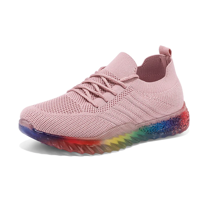 Fashion Women Mesh Sneakers Mix Color Soles New Summer Breathable Casual Shoes Female Platform Walking Shoes Sports Tennis Shoes