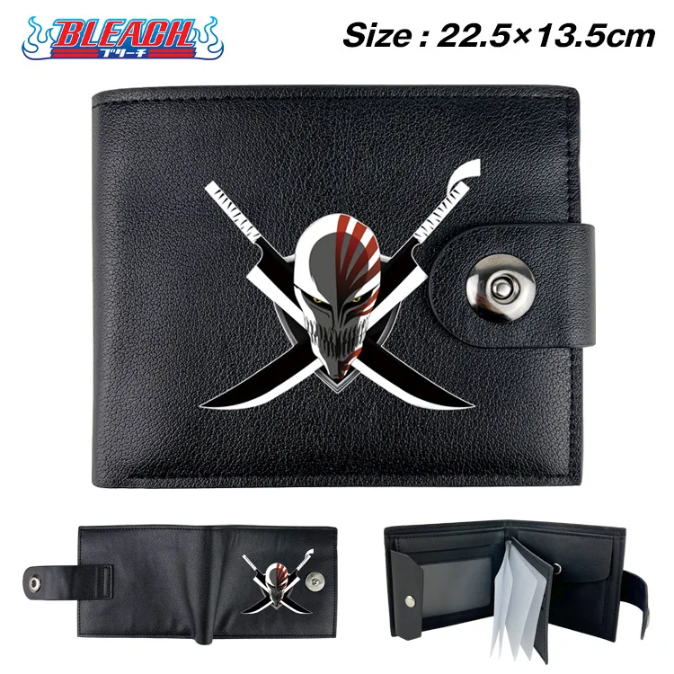 BLEACH Anime Cartoon Portable Snap Wallet Folding Short Coin Purse Card Holder