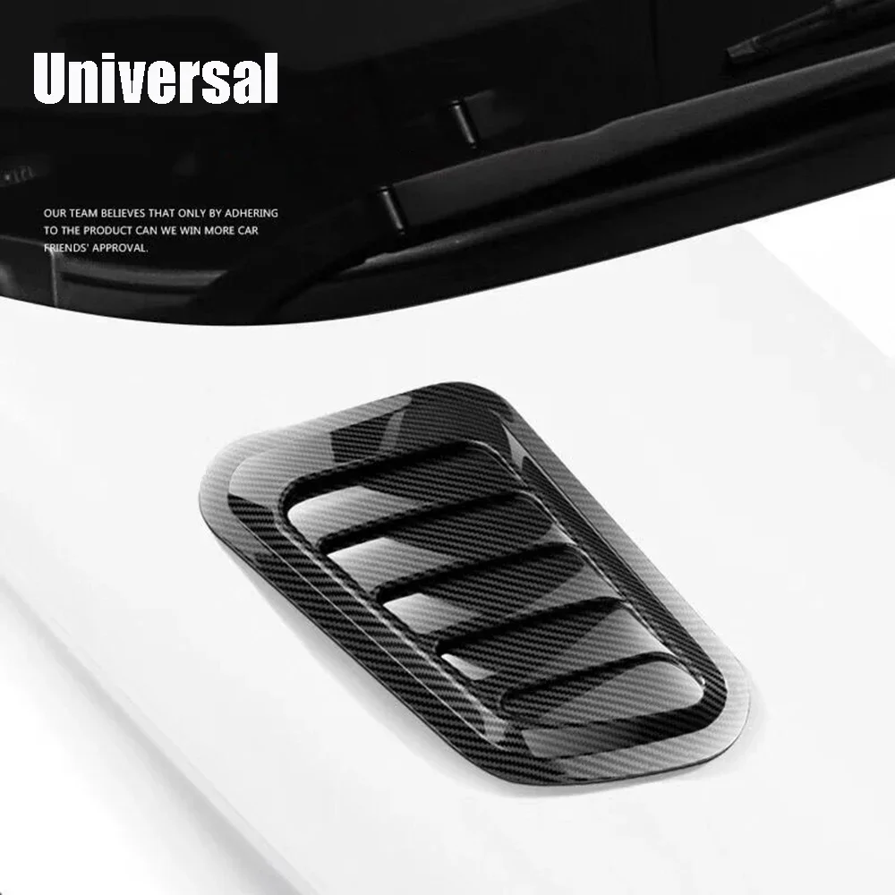 2Pcs Universal Carbon Fiber Car Hood Decoration Personality Shark Gills Simulation Air Outlet Design Durable Pasted Leaf Board