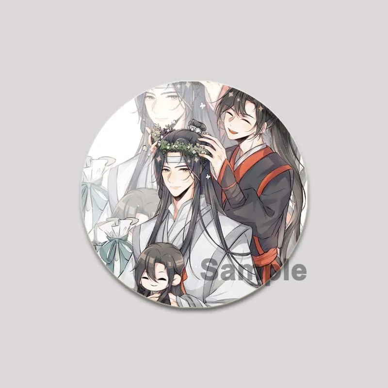 44/58mm Anime Mo Dao Zu Shi Brooches on Backpack Cartoon Coplay Badge Wei Wuxian Lan Wangji Cute Enamel Pins Jewelry Accessories