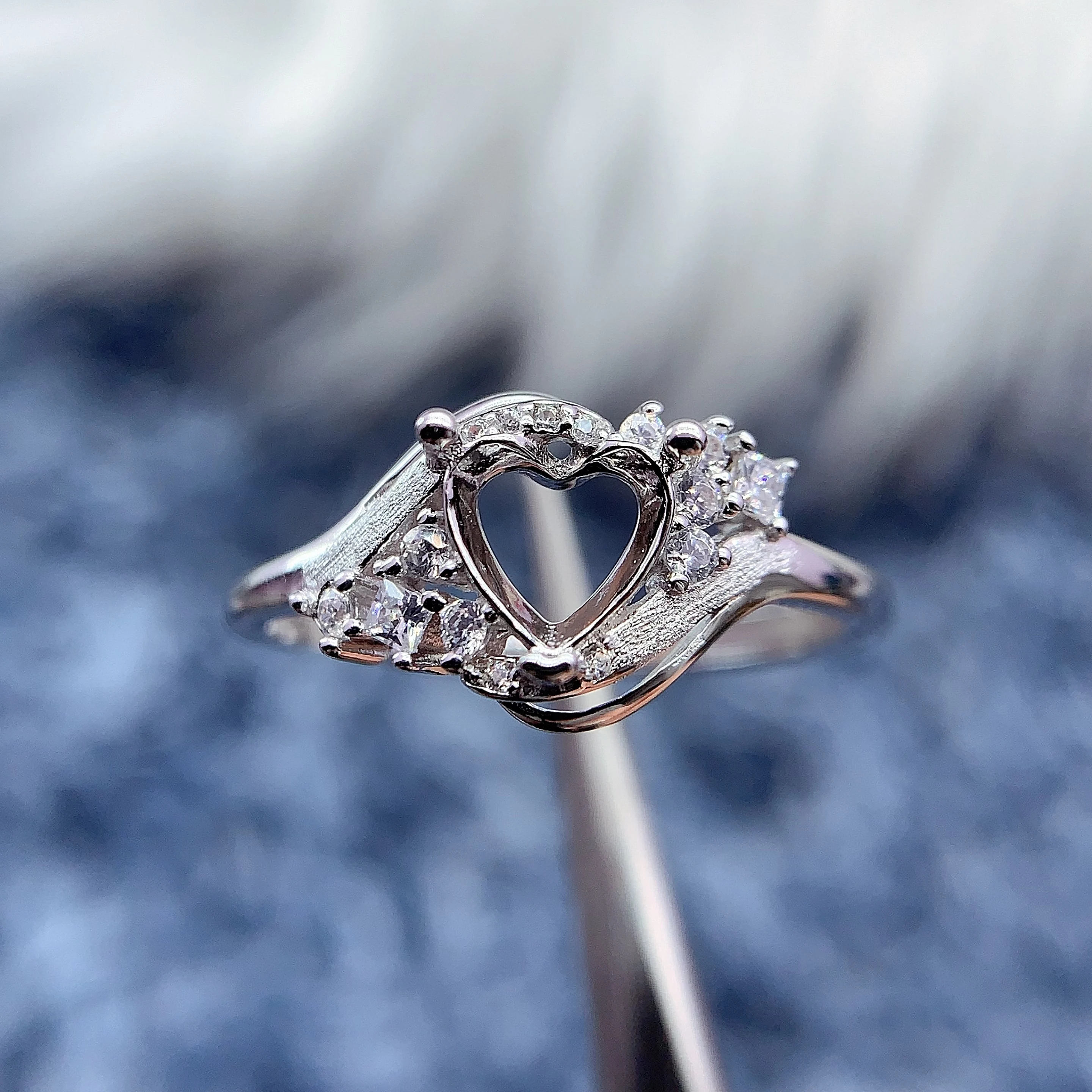 

MeiBaPJ инкрустация в форме сердца 6*6 мм S925 стерлингового серебра DIY кольца настройки женский подарок тонкий шарм свадебные роскошные ювелирные изделия оптом