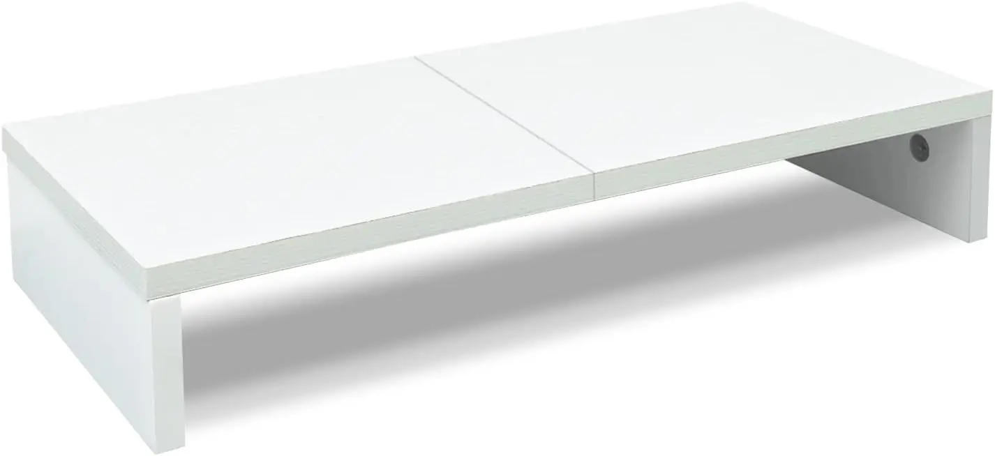 

20 inch White Monitor Stand Riser, Wood Desktop Stand for PC/TV/Laptop/Printer, White Monitor Riser with Storage, Computer St