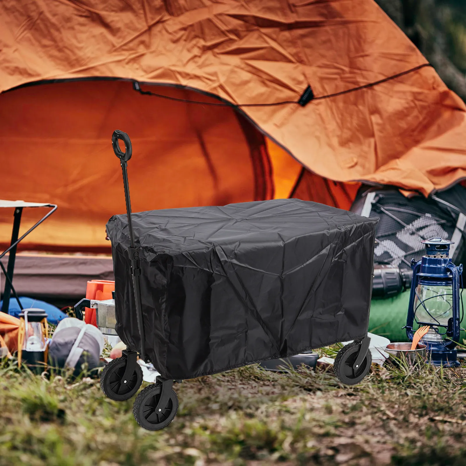 Foldable Oxford Cloth Camping Cart Cover – Dust, Sun & Rain Protection for Garden Wagon Trolley