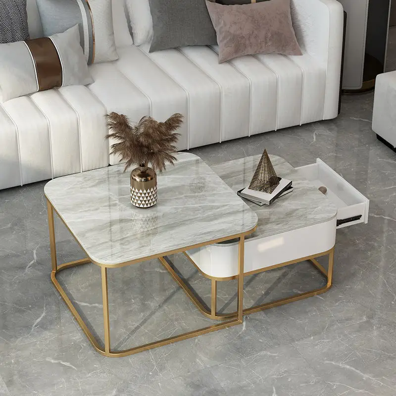 

Creative rock slab coffee table square coffee table combination marble coffee table Nordic simple small apartment modern living