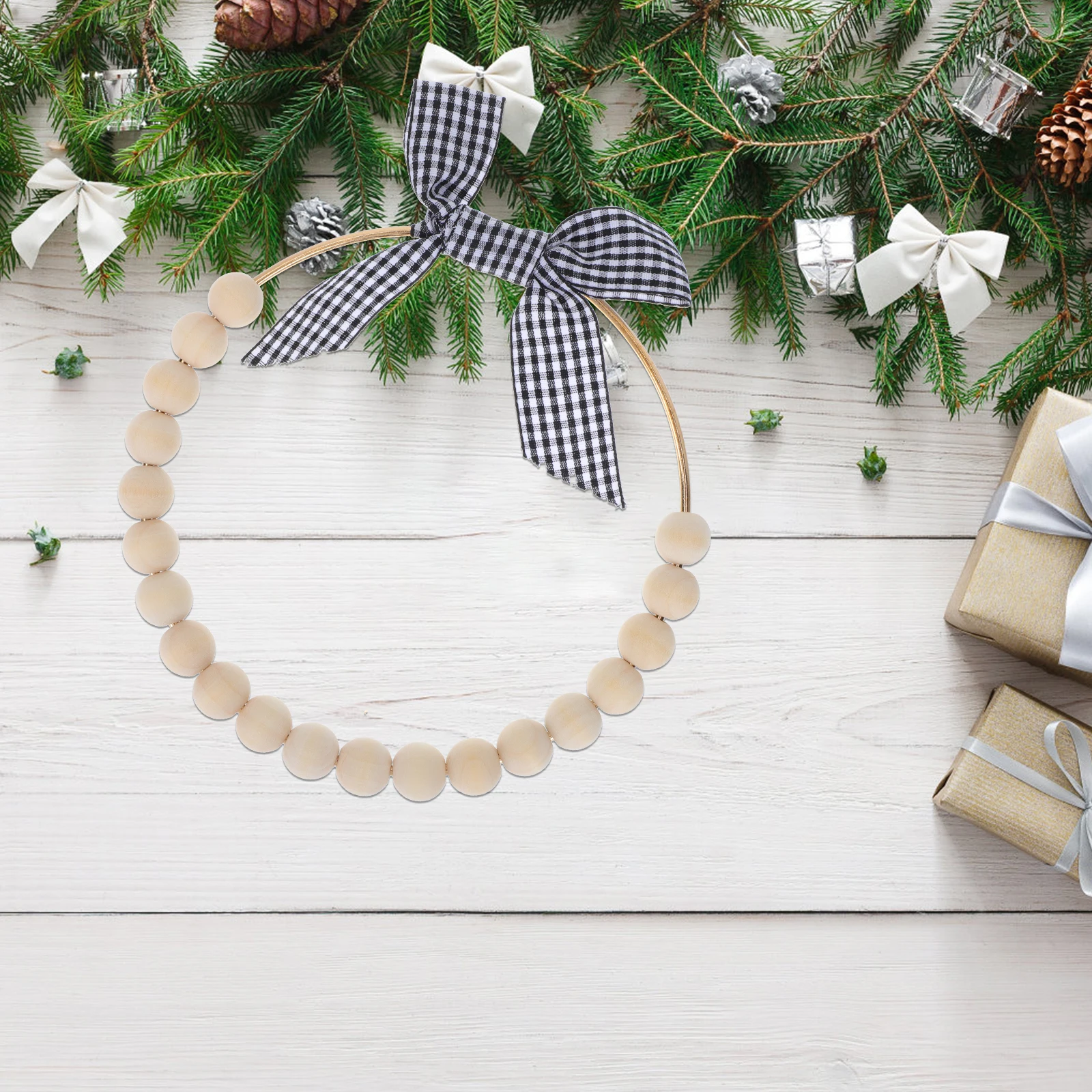 

2pcs Christmas Wooden Beads String Garlands Hanging Ornaments Light Weight Festive Cheer Adorable Craftsmanship Creative Pendant