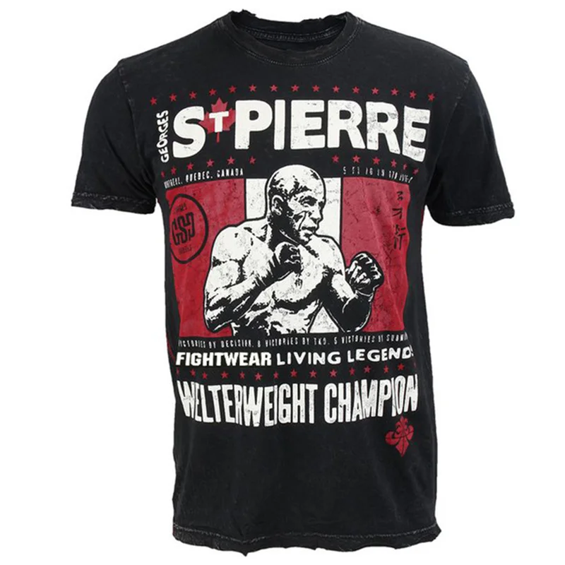 Herren Muay Thai T-Shirt Sommer Schnelltrocknend Bequemes Atmungsaktives Shirt Modisches Fitness-T-Shirt Lässiges O-Ausschnitt Kurzarm-Oberteil – Detail 8