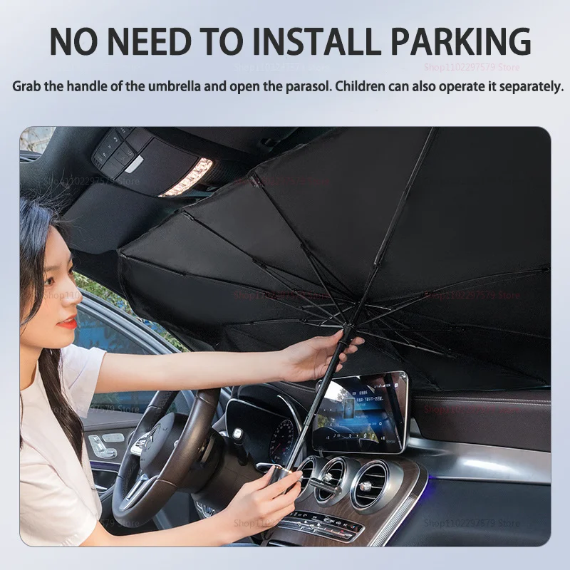مظلة محمولة للزجاج الأمامي للسيارة داخل النافذة الأمامية للحماية من الشمس عازلة واقية من الشمس للتخزين المريح
