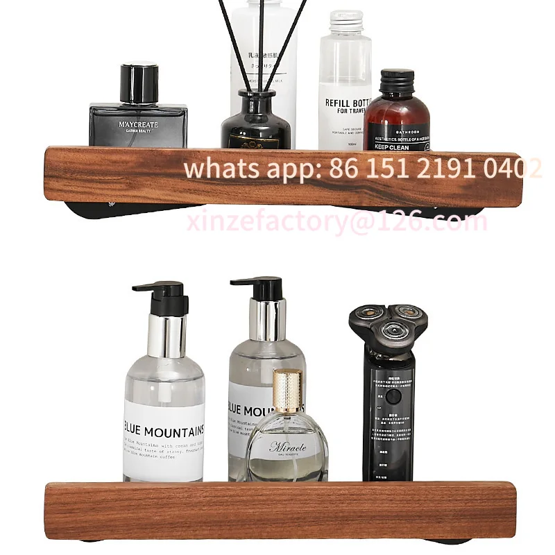 

Customizable shelf, bathroom drain triangular basket, no punching, light luxury solid wood toilet, double-layer st