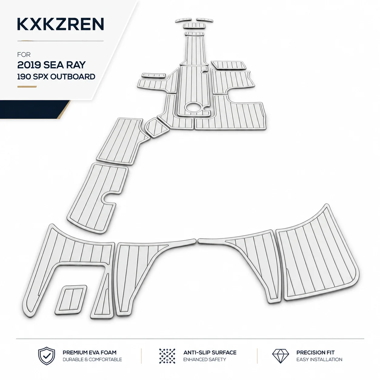 KXKZREN Cockpit Deck Covering Compatible with 2019 Sea Ray 190 SPX Outboard EVA Foam Non Slip Marine Flooring Pad Full Kit Set
