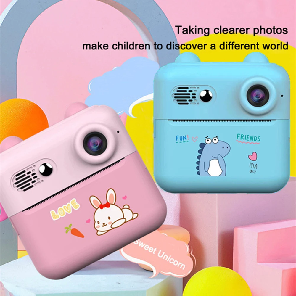 1080P Instant Print Camera Portable Mini Photo Printer for Children with 1200W Camera 2.4'' Screen with 1 Print Paper Roll