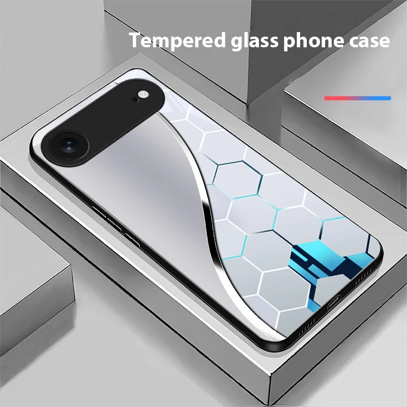 Purple honeycomb pattern For iPhone 11 Pro 12 13 mini 14 15 Pro Max 16 E 17 Air XS Max XR 8 7 Plus SE 5 6 Black Glass Phone Case view 6