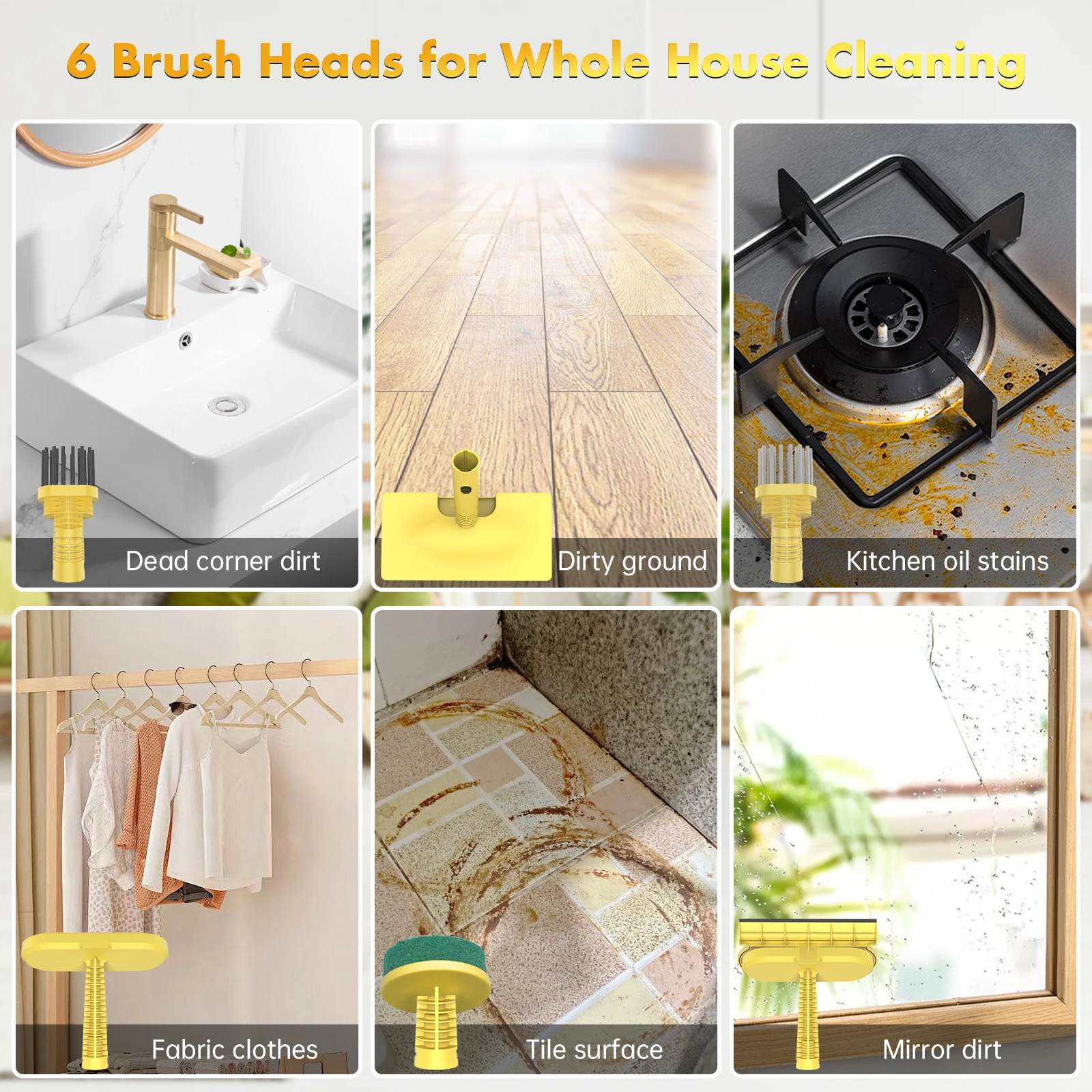 OMESER 1500W 7-in-1 Steam Mop Cleaner 120° Swivel Mop Head 150° Steam Temperature Mops All Floors Accessories Removable Replace