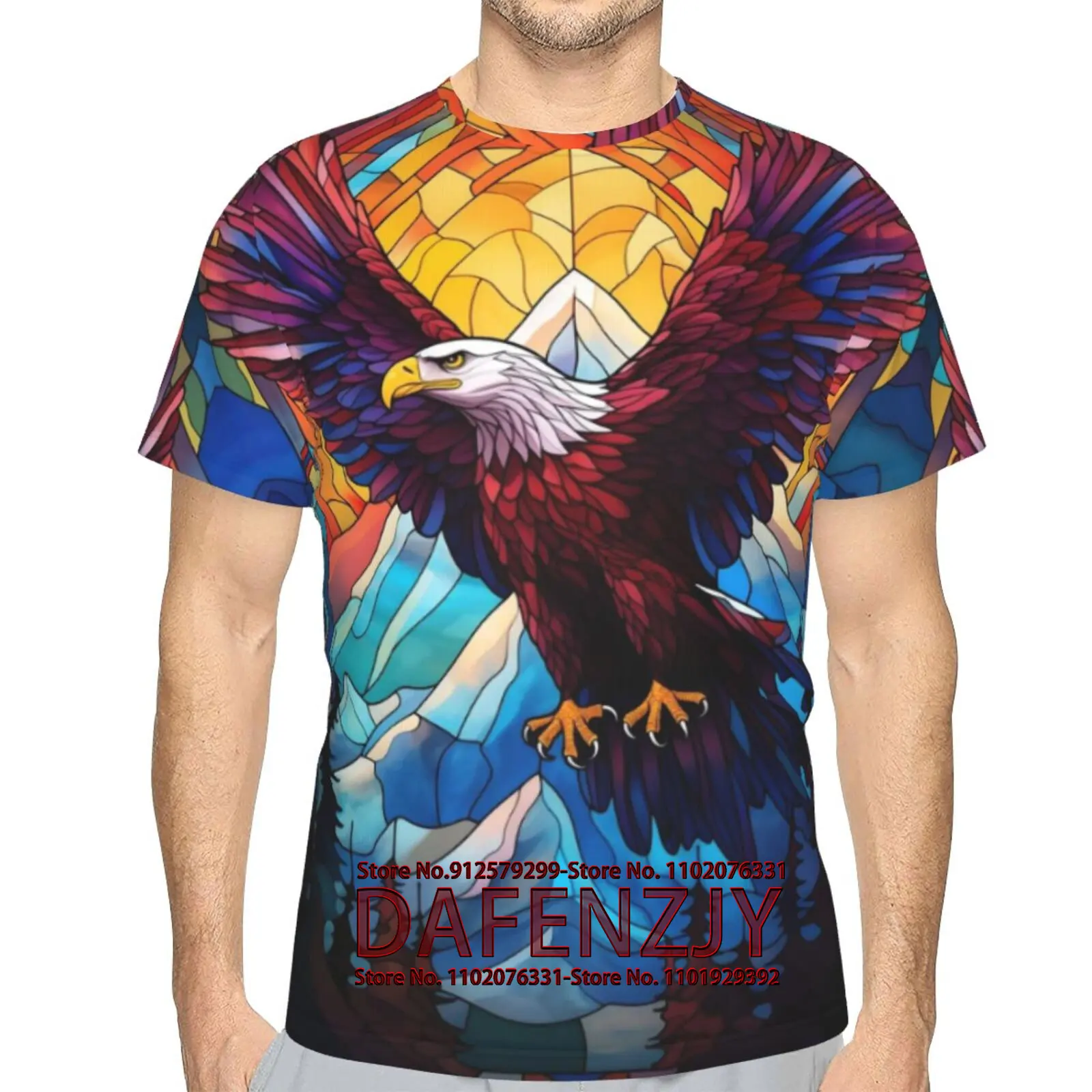 Men's Bald Eagle T-Shirt Summer Short Sleeve Tees Tops Animal Theme Shirts Realistic Graphic Shirt