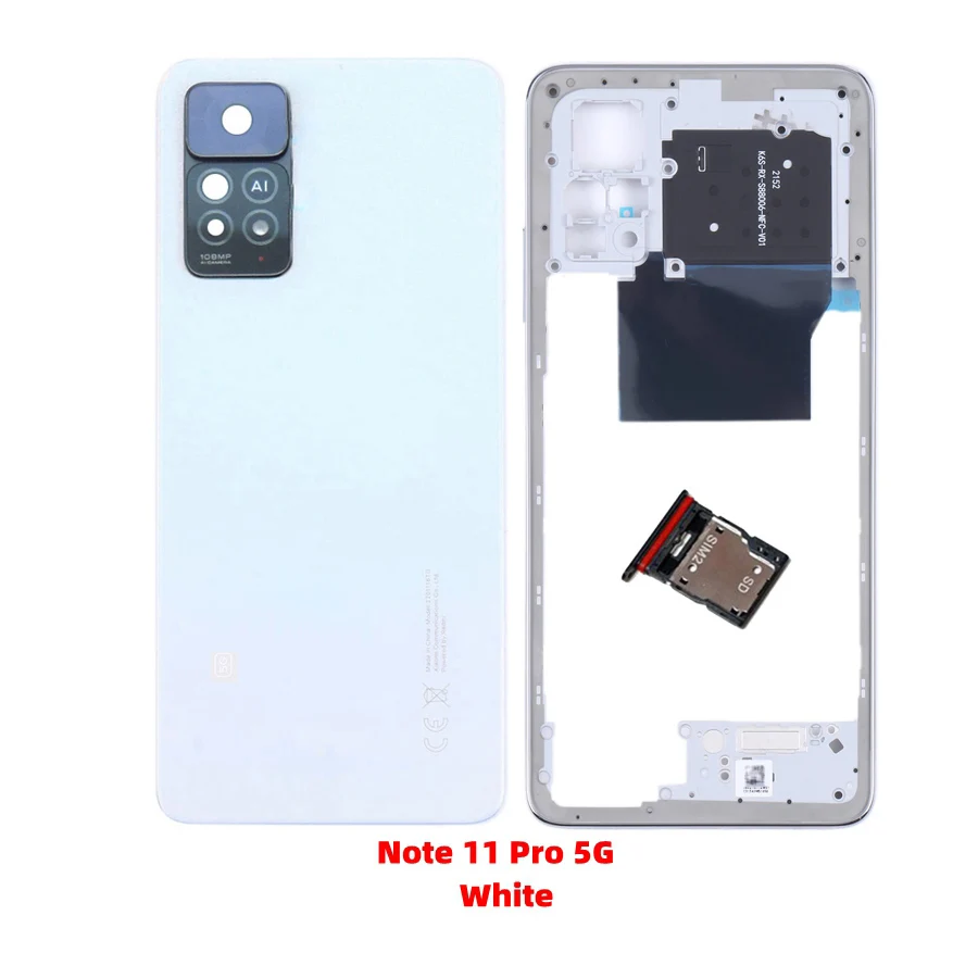 For Xiaomi Redmi Note 11 Pro 4G/5G Middle Frame + Rear Back Battery Cover + Camera Lens + Sim tray Repair Parts