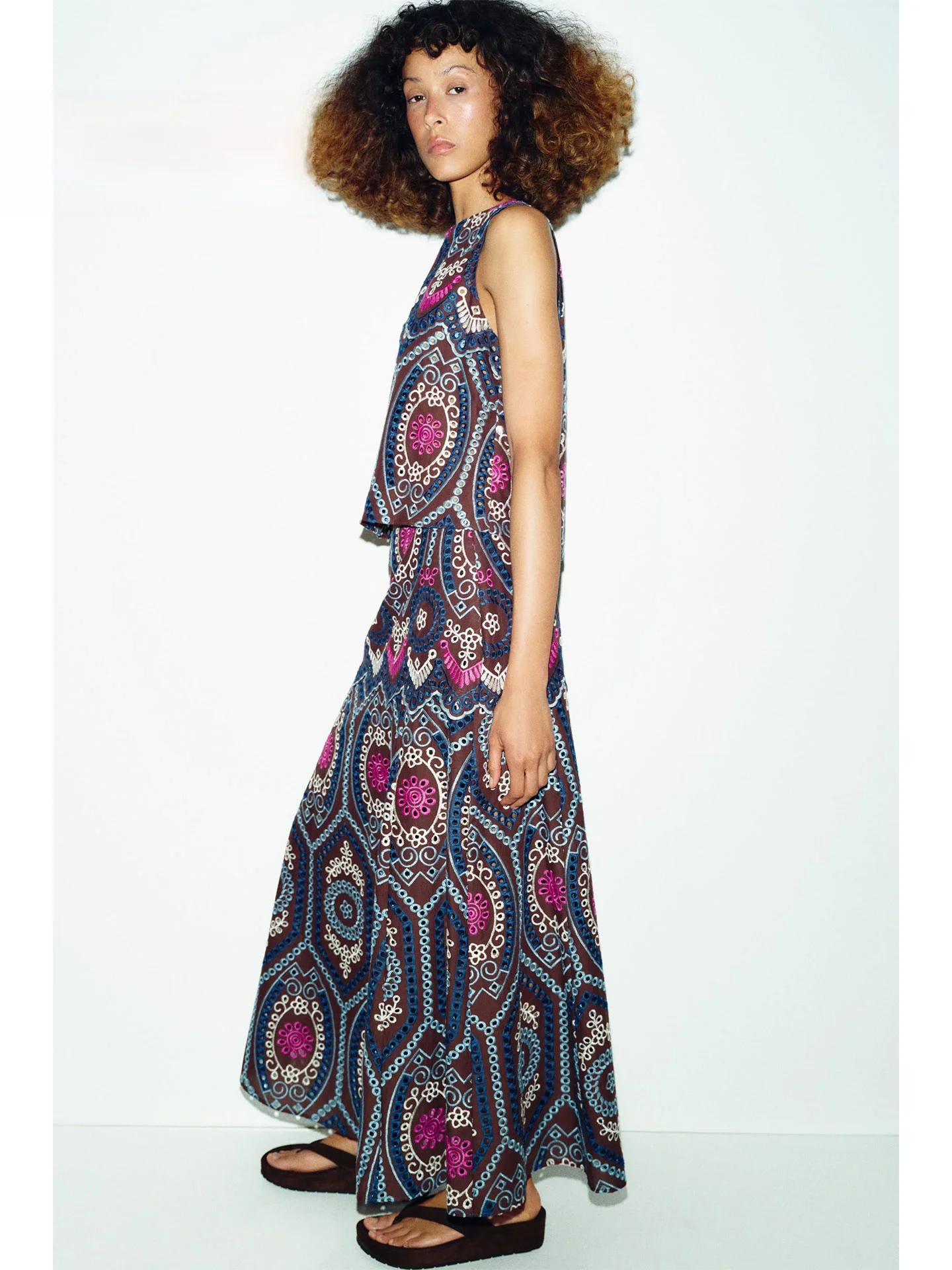 Bohemian Style Long A-Line Skirt Hollow out Embroidery Unique And Beautiful Summer New Arrival Women's Standard Waist Skirt