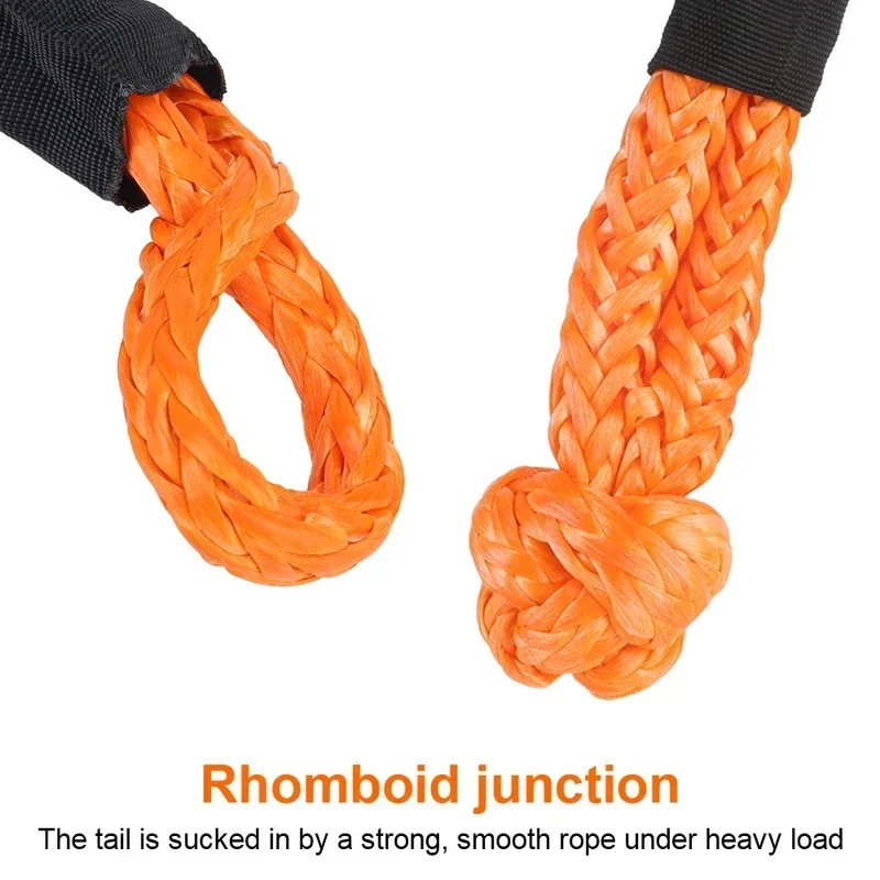 Synthetic Fiber Soft Shackle for Vehicle Recovery Off Road Towing Ropes Car Trailer Pull Rope with Protective Sleeve 38000 Lbs image 3