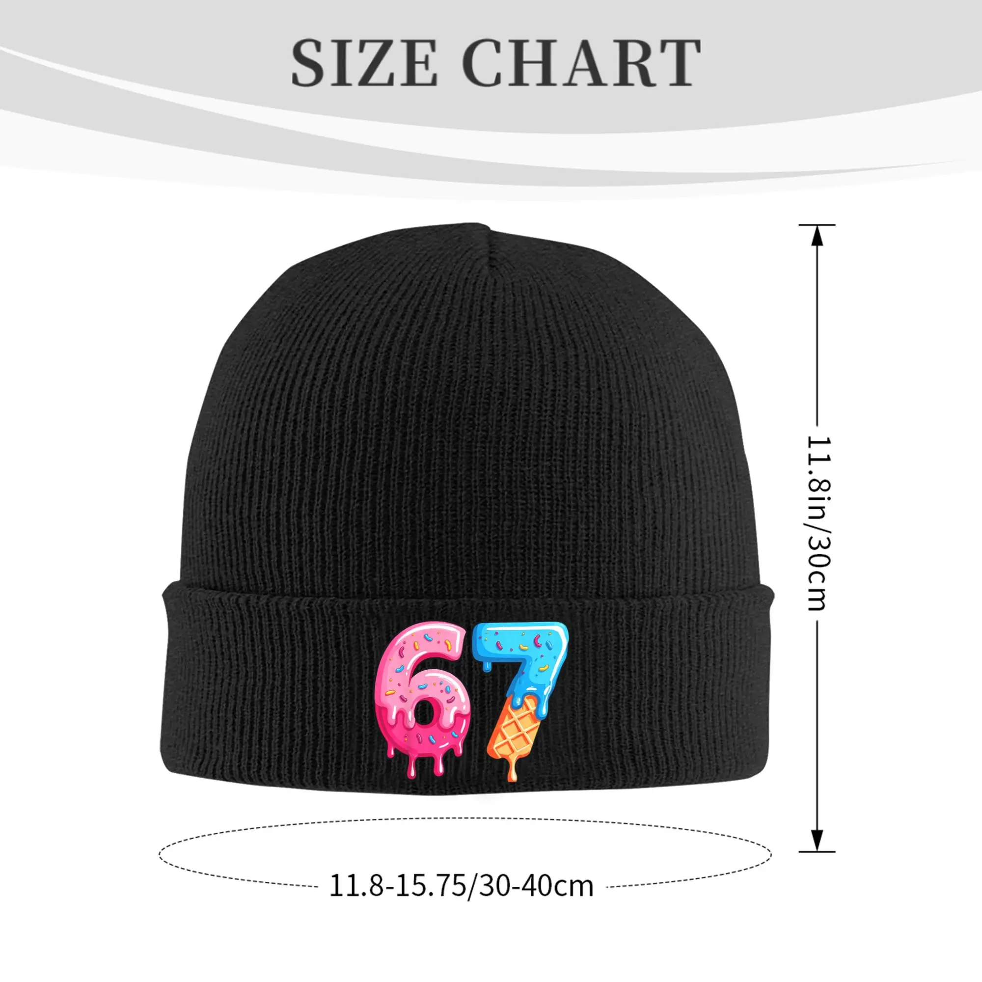 Topi Rajut Six Seven Ice Cream Drip Meme 67, Topi Beanie Elastis untuk Luar Ruangan, Pria Wanita, Topi Bonnet Desain Musim Dingin, Topi Trendi, Hadiah