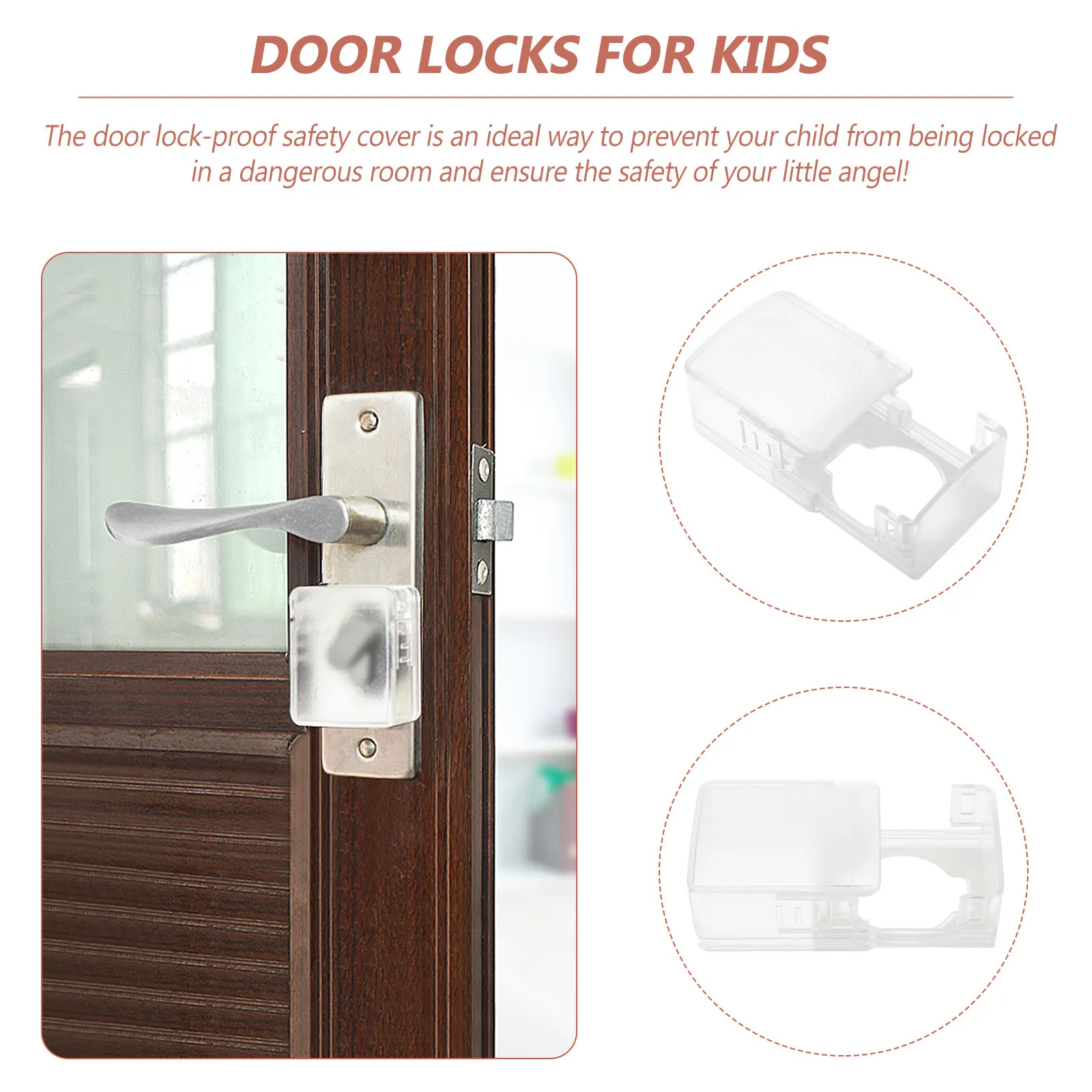 2Pcs Transparent Door Anti-Lock Safety Cover Child Proof Door Knob Covers Prevent Locking Toddlers Kids Safe Home Accessories