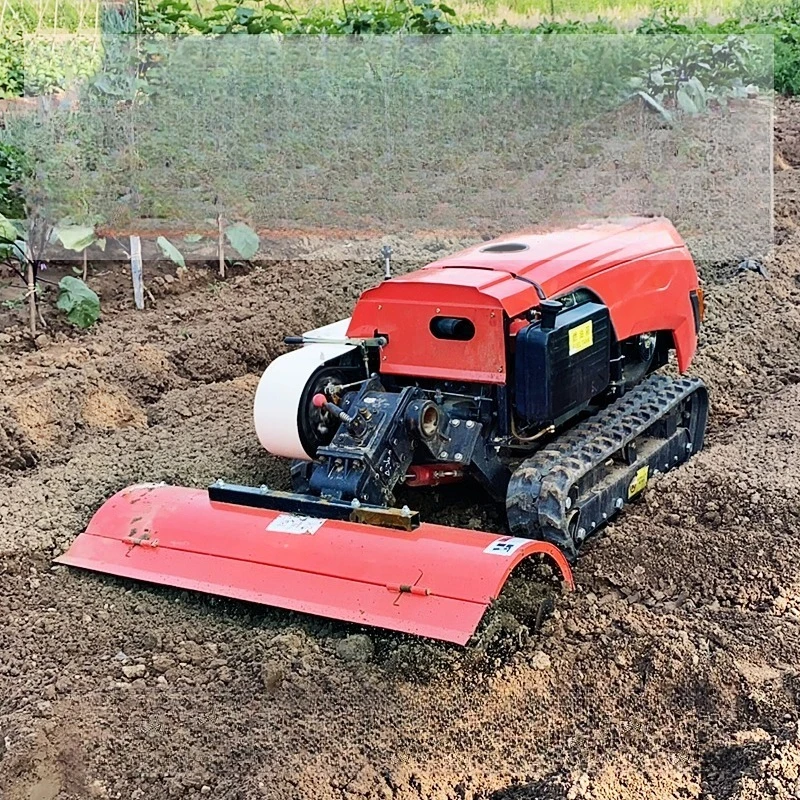 

Remote control crawler rotary tiller, agricultural orchard ditch fertilizer applicator
