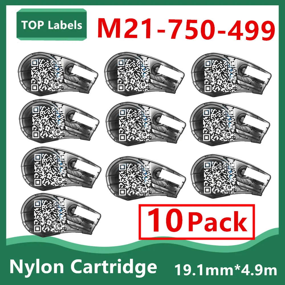 cartridge 10pk compativel m21750499 pano de nailon cartucho de fita preto no uso branco no laboratorio handheld da marcacao do fio da impressora da etiqueta 1 01