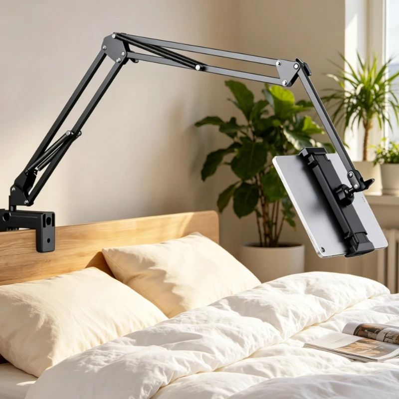 360° Rotating Tablet & Phone Stand with Aluminum Arm, Universal Mount for iPad Pro, Air, Mini, Xiaomi, Lenovo, Samsung, Bed & De