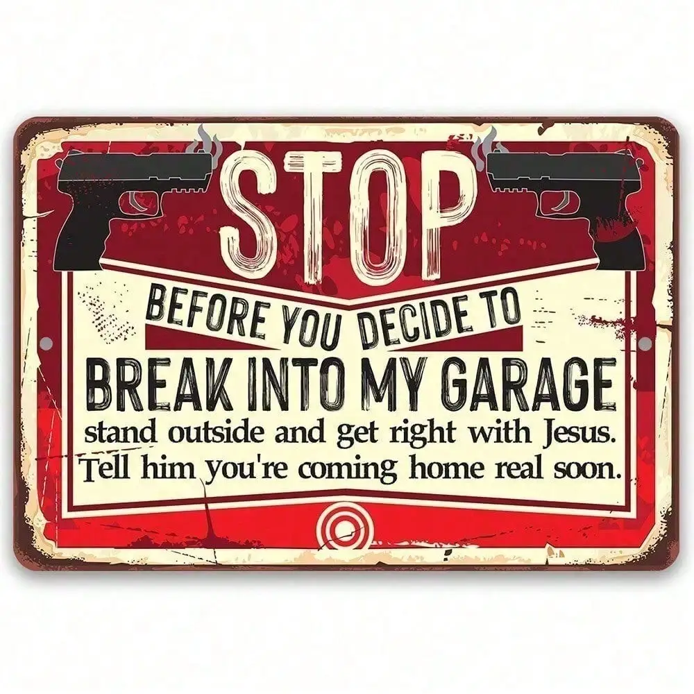 CIFBUY Retro Garage Before You Decide Vintage Aluminum Wall Art Waterproof Durable Metal Sign for Man Cave Bar Decor