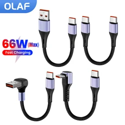 15CM 30CM Short Elbow USB C Cable 66W USB A To Type C Fast Charging Cable for iphone 15 16 Huawei Samsung Xiaomi Power Bank Cord