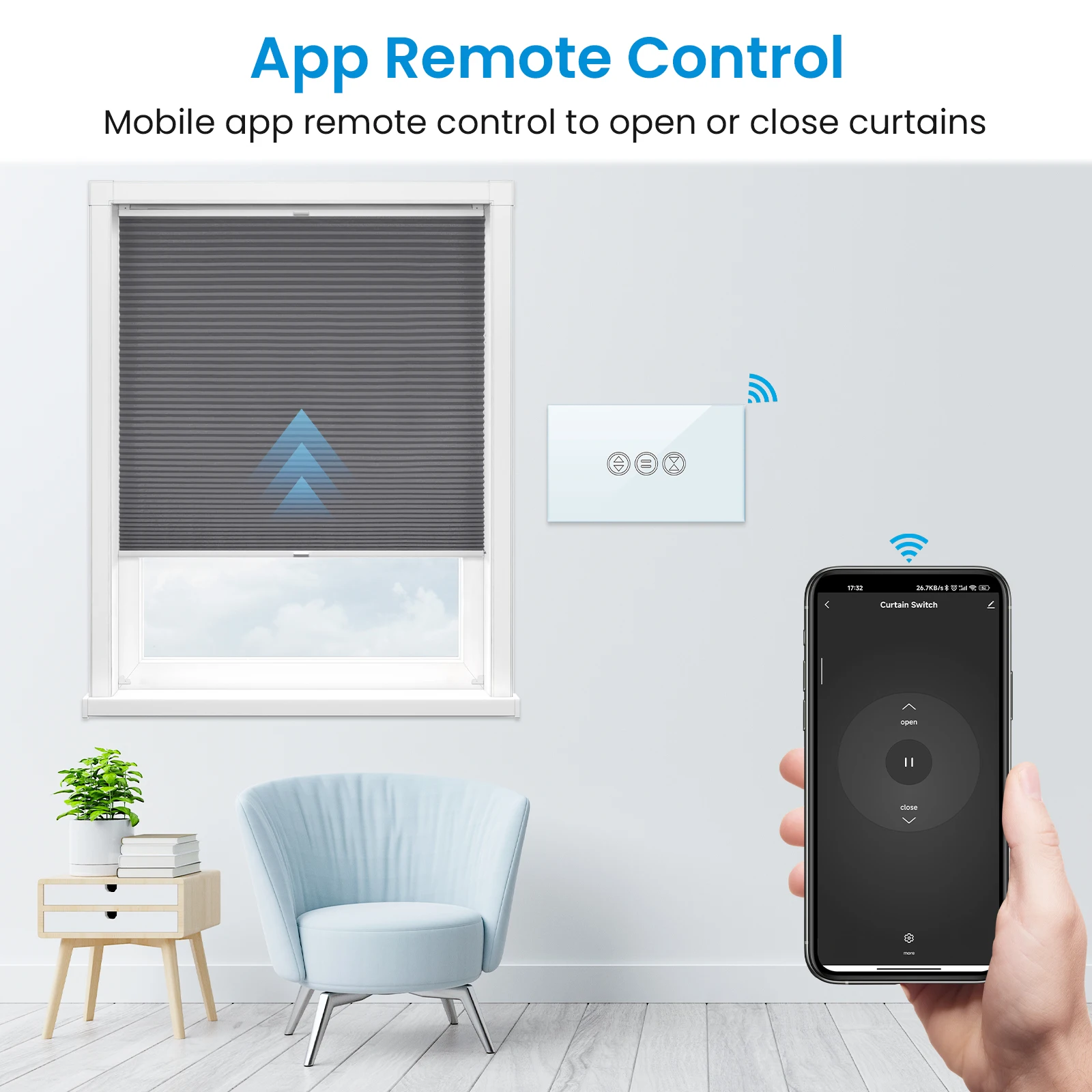 QCSMART Tuya Smart Life Roller Shutter Curtain Awnings Switch App Remote Control Home Assistant Alexa