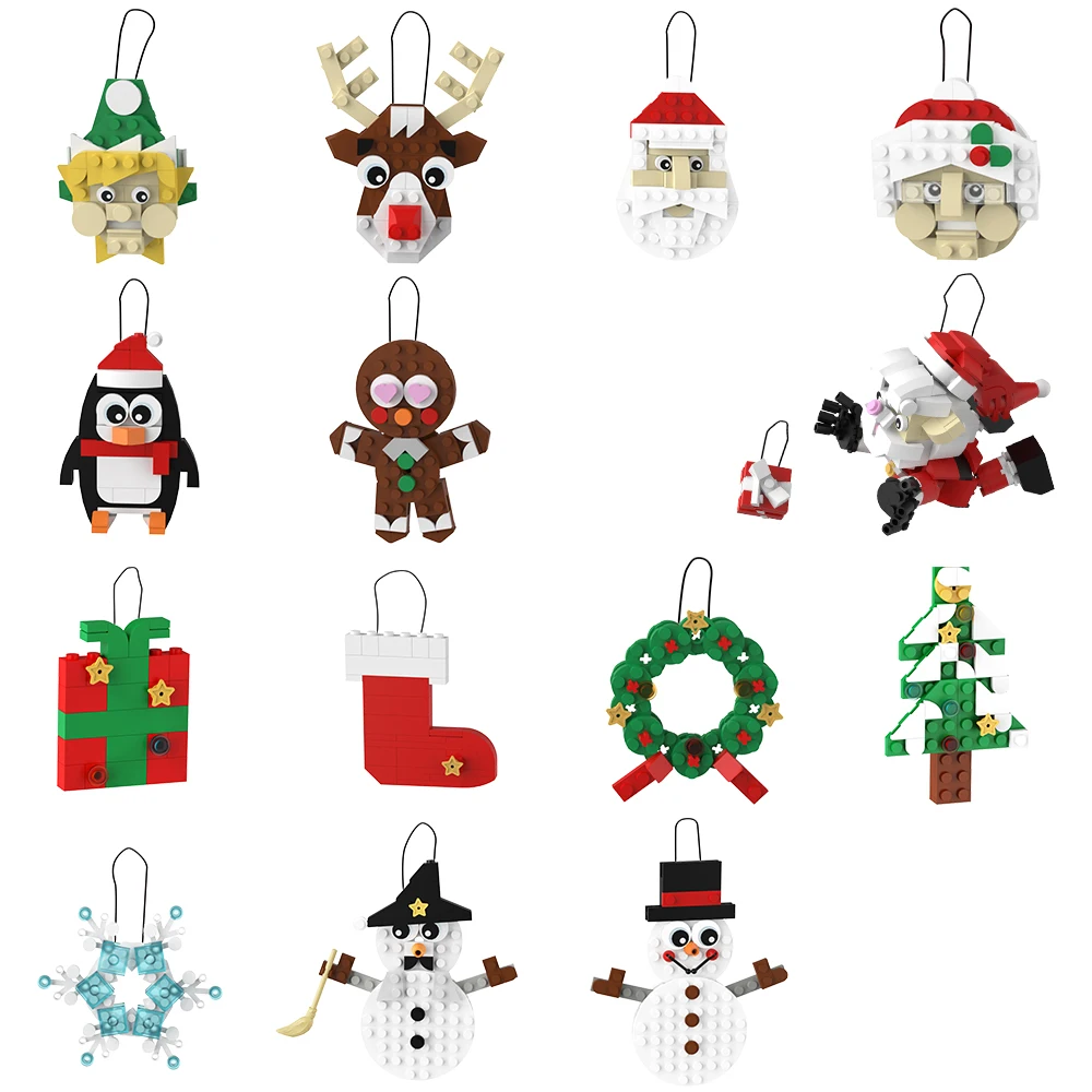 Moc-Christmas Pendant Building Blocks, Ideal para Festival, Conjuntos de Brinquedos Infantis, Presente Adulto, Decoração para Árvore de Natal, Mini Tijolos DIY