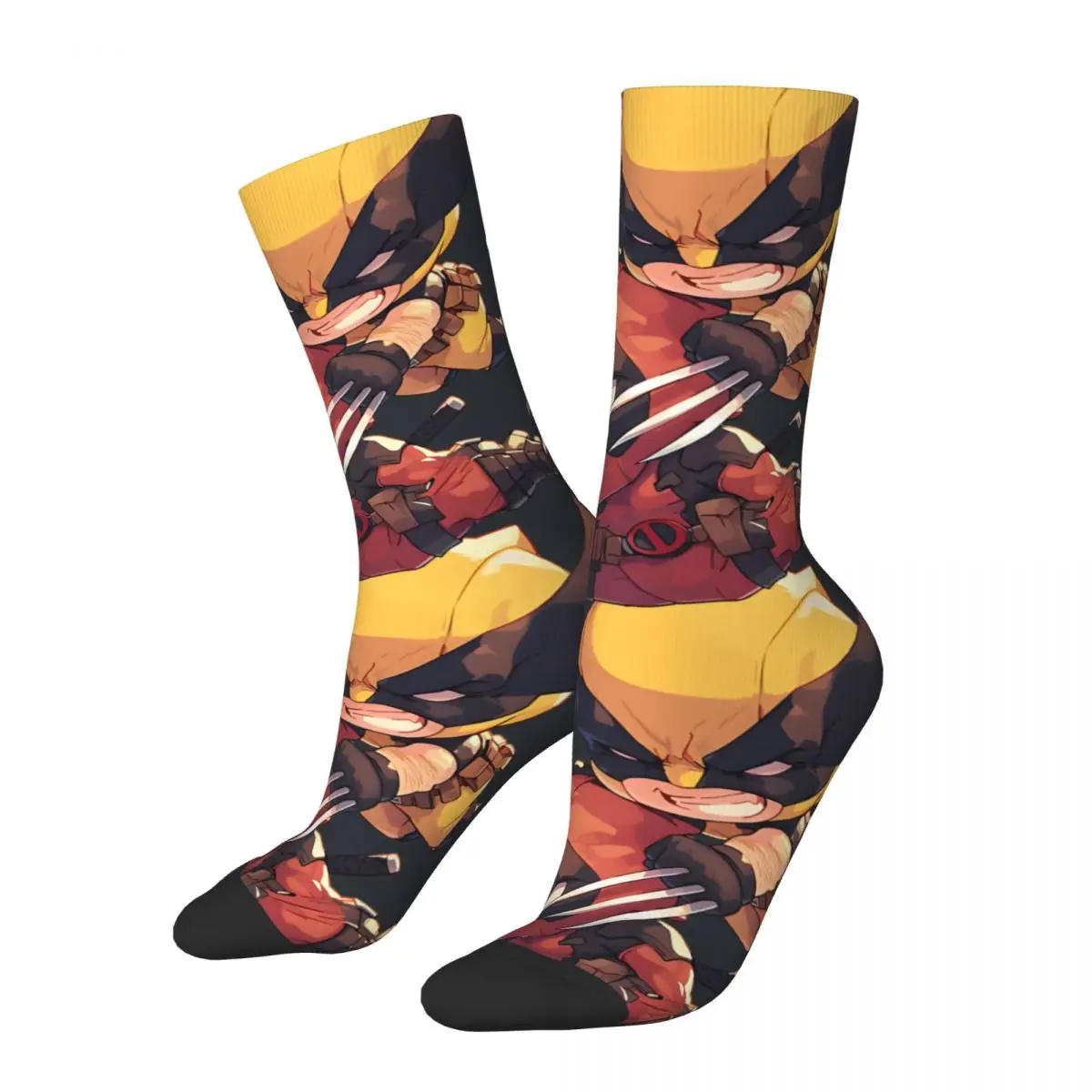 Crazy compression Logan And Wade Sticker Sock for Men Harajuku Disney Marvel Deadpool & Wolverine Film Quality Crew Sock Novelty