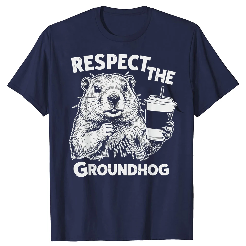 Respect The Groundhog Lustiges Groundhog Woodchuck Day T-Shirt Y2k Groundhog Stofftier Grafik-T-Shirt Neuheitsgeschenk – Detail 2