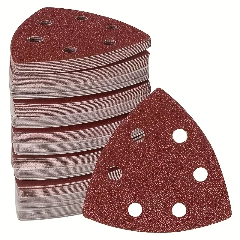 60PCS Triangular Sanding Pads 6 Hole 60 80 120 180 240 320 Grit for Delta Multi Jet Sander