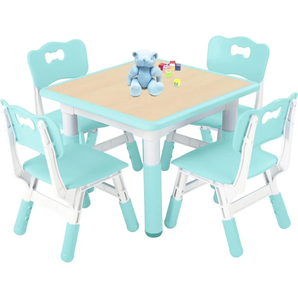 Ensemble de table et chaises réglables pour enfants, table pour tout-petit, facile à essuyer, arts et artisanat, recommandé, 4, 3 à 8 ans