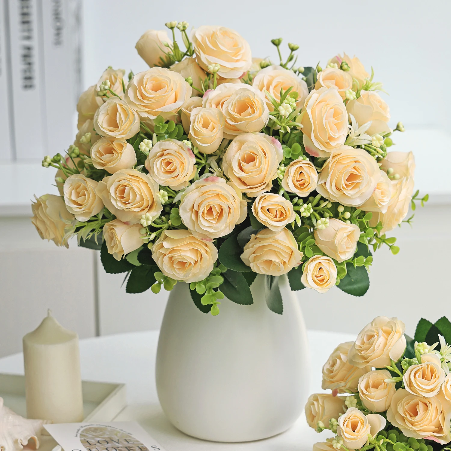 Künstliche Blumen, Seidenrosen, Knospen, Deko für Zuhause, Zimmer, Tisch, Vase, Garten, Hof, Outdoor, Hochzeit, Brautsträuße, Festival, DIY-Geschenk – Detail 6