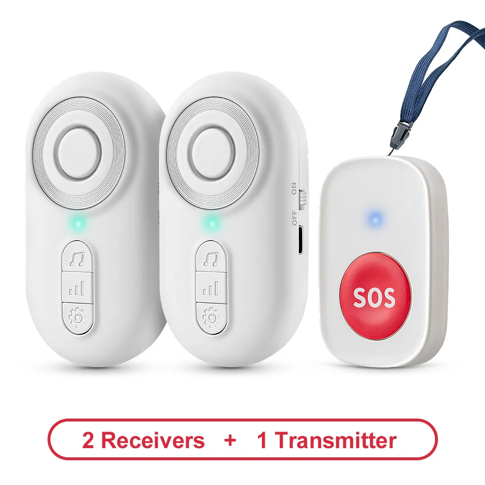 Draadloze SOS-noodoproepknop voor ouderen met vibratie, draagbaar persoonlijk alarm voor seniorenverzorging, melding op afstand, hulp