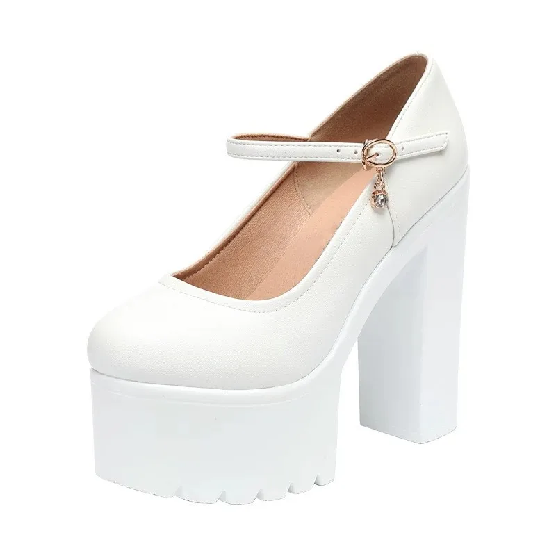 14cm Plus Size 32-43 Elegant Thick Platform Pumps 2026 Fall Extreme High heels Shoes Block Heel Shoes Model Wedding Dress Party