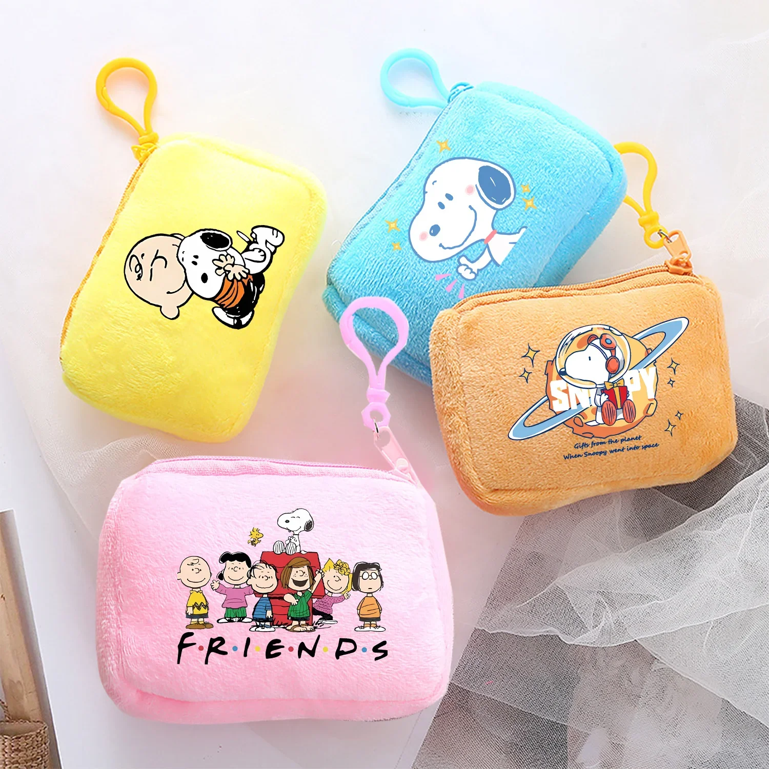 

Snoopys Coin Purse Anime Printed Square Key Holder Money Storage Pouch Backpack Accessories Wallet Mini Soft Merch Birthday Gift
