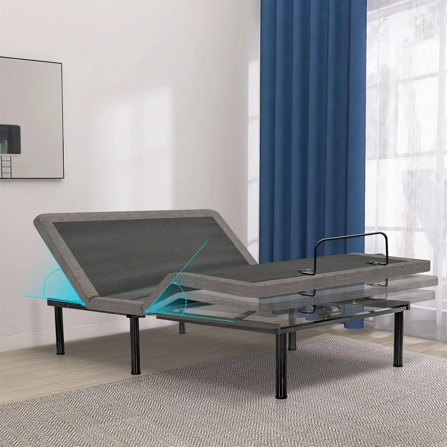 Full Size Adjustable Bed Frame with Mattress, 8 Inch White Gel Memory Foam Medium-Firm Mattress in Box, Adjustable, Customized